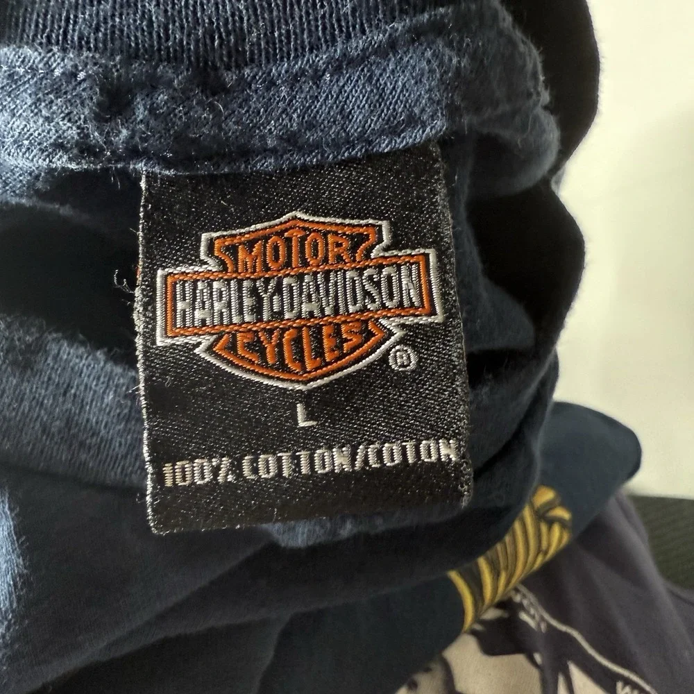 HARLEY‎ DAVIDSON T Shirt Black Mens Large Lightning Wings Y2K Pacific Honolulu